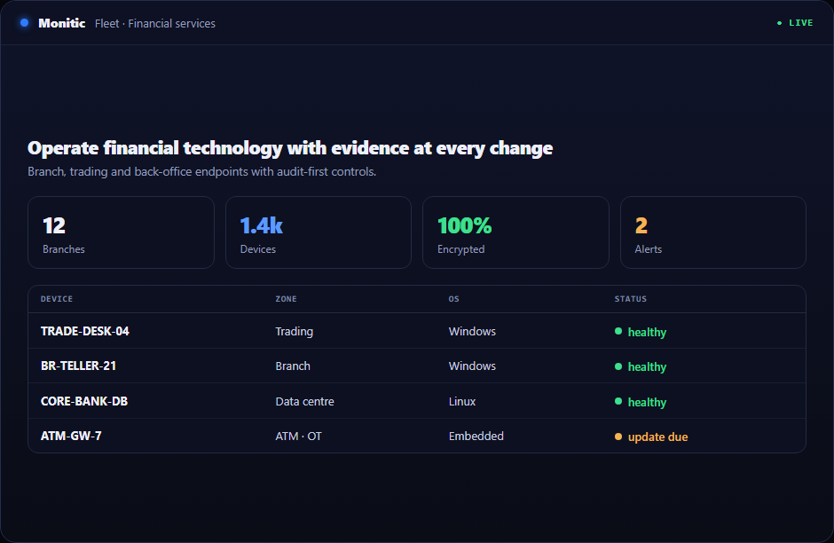 IT Management for Financial Services in Monitic